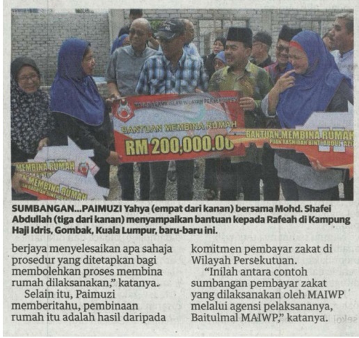 Utusan Malaysia – Zakat bina rumah terbakar – Pusat 